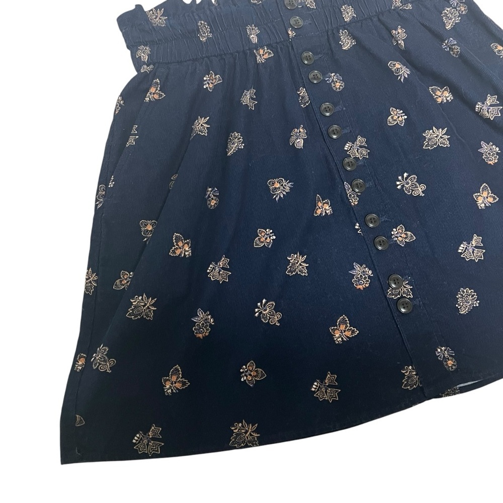 Madewell Women’s Navy Corduroy Floral Paperbag Mini Skirt Small Preppy Feminine. - Picture 8 of 16